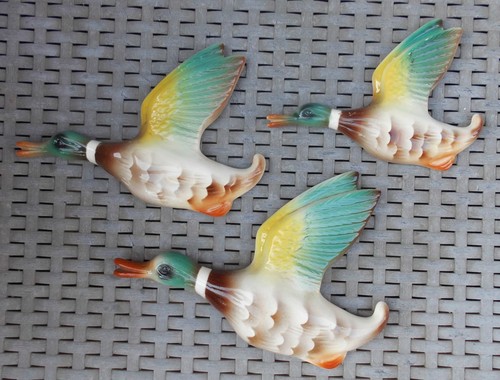 Vintage flying mallard ducks - mallard,