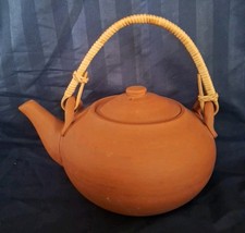 Japanese Style Terracotta Clay Teapot With Lid & Bamboo Handle Plz Read