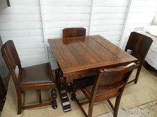 Solid Oak Refectory Extending Table and 4 Oak Chairs