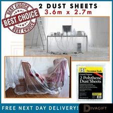 DUST SHEETS HEAVY DUTY LARGE POLYTHENE PAINTING FURNITURE COVER PROTECTION x2