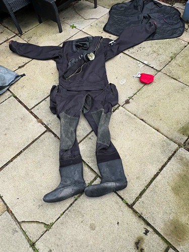 Black scuba drysuit with - scuba,