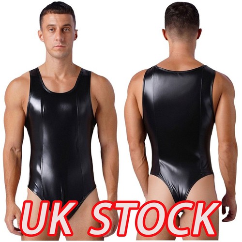 Mens faux leather - mens, leotard