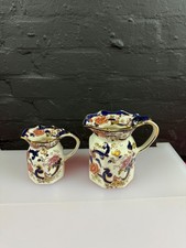 2 Masons Ironstone Blue Mandalay Graduating Jugs 6.25" and 4.75" Set