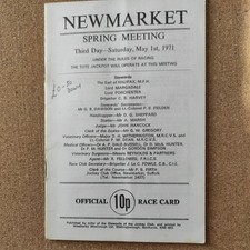 Newmarket Race Card 1st May 1971 2,000 Guineas Brigadier Gerard