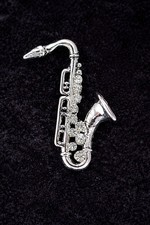 Saxophone Brooch Silver Tone