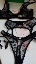 AGENT PROVOCATEUR HENRIETTA BRA 32B/C/D 34B/C 36B/C/DD 2 SMALL SUSPENDER & THONG