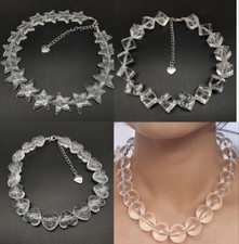 Statement Clear Beaded Choker Necklace - Cube, Heart, Star 