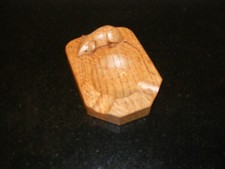 Classic Robert Thompson ( Mouseman ) Golden Oak Carved Ash / Pin Tray  ( critter