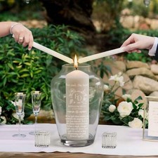 Personalised Wedding Unity Glass Vase, Candles & Holders Set - Evocative 16D x 2