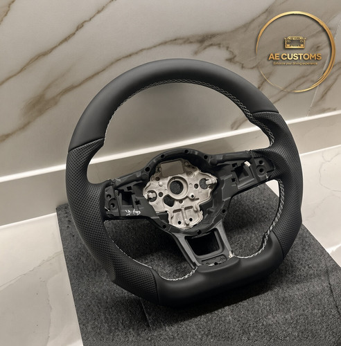 White leather steering - leather, wheel
