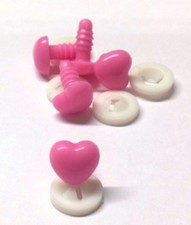 HOT PINK HEART NOSES - COLOURFUL Animal Safety Nose for Soft Toys & Teddy Bears