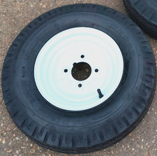 ONE WHITE 500 x 10 Trailer Wheels and Tyres, 4 stud 4" PCD, 4 Ply Kenda Tyre,