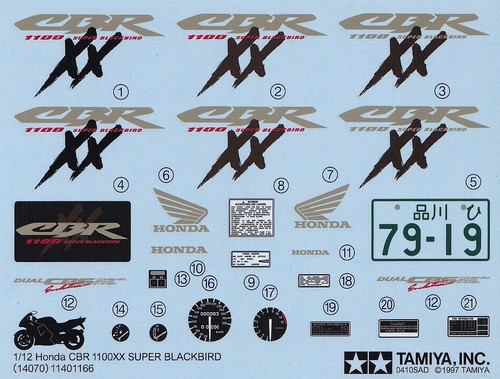 Tamiya decals honda - tamiya, 1/12