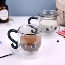 Cup Cat Shape 250 ML Double Wall Glass Cups Couple Teacup Coffee Mug Water Cup