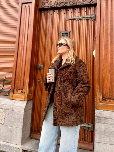 Vintage brown lamb fur - lamb,