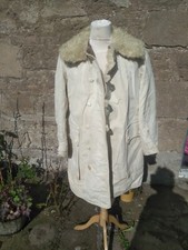 WW2 Swedish Army Winter Parka Coat Rare White Size 2 Medium Sheepskin Lined
