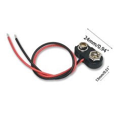 PP3 9V battery snap on connector clip tinned wire leads 150mm