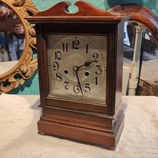 Antique Edwardian Chime Mantle Clock 1910 1920s Large Square Wooden Project 