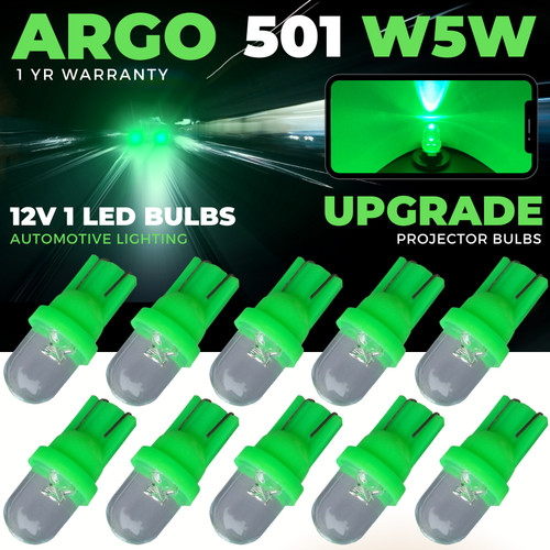 501 green t10 led bulbs - green,