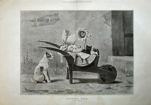 Old antique print 1886 - print,