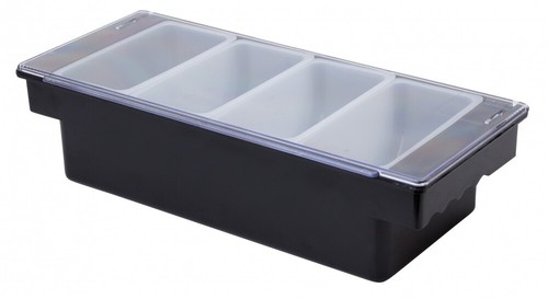Black condiment holder with - condiment,