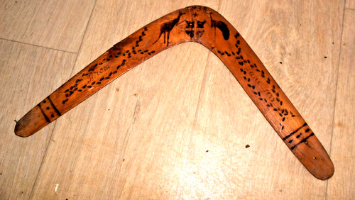 Aboriginal carved poker burnt - aboriginal,