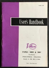 VILLIERS INDUSTRIAL ENGINES Users Handbook Undated #VEC 639  Types 308H 308V