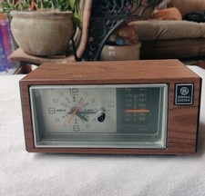 Vintage Wood Grain Clock Radio GE 7-4550C Tested Working Analog AM/FM Walnut
