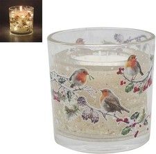 Light Up Scented Candle Christmas Robin LED Christmas Gel Candle Xmas Gift
