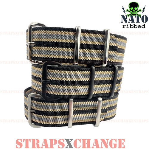 Ribbed premium nato black - ribbed,