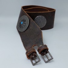 Wide Brown Distressed Leather