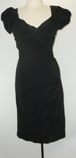 Womens Stop Staring Black Sheath Wiggle Dress Retro 40s SZ 18 Twist at Bust