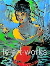  AFTER J H LYNCH NYMPTH POP ART PRINT OF ORIGINAL ACRYLIC MODERN PAINTING 20X30"