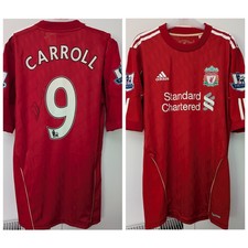 Signed & Match Worn/Issue Andy Carroll Liverpool Home Shirt 2010/11. Mens XL.