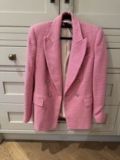 Zara Women’s Blazer Pink Boucle Tweed Jacket XS Worn Once NEGOTIABLE
