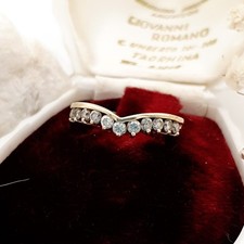 Vintage 9ct Yellow Gold (375) Cubic Zirconia Ring: Wishbone - UK O1/2 US 7.5