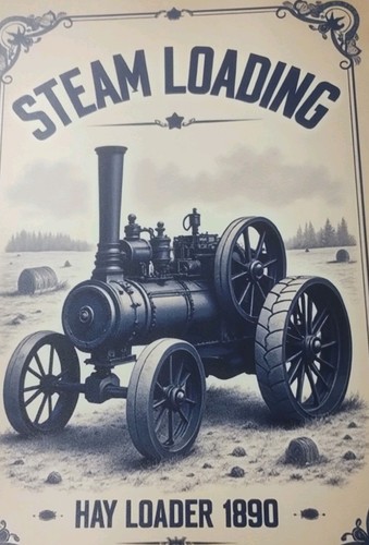 Steam powered hay - loader, /