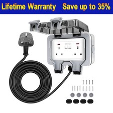 Weatherproof Outdoor Socket IP66 Waterproof Double Socket Lockable Cover 3M/10M