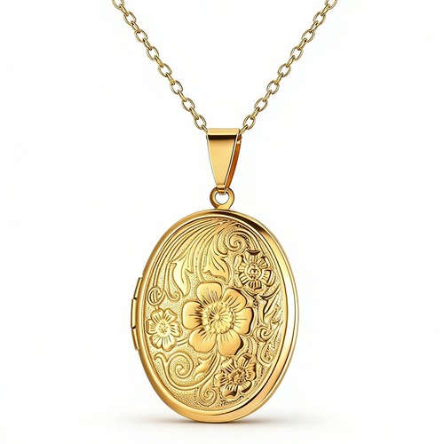 9ct gold locket necklace - gold,