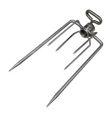 Hog Roast Spit Rotisserie Chicken Fork Stainless Steel to fit 22mm Round Skewer