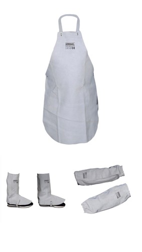White leather welders - leather,