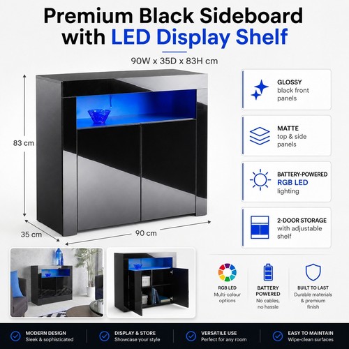 Black sideboard cabinet with - black,