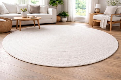 Round rug natural jute - natural, braided