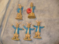 Lot of 5 Plastic Rabbit Figurines Alice in Wonderland