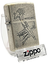 Genuine Brand New 2013 ZIPPO Lighter Rare NOSE ART DESIGN Antique Silver Case