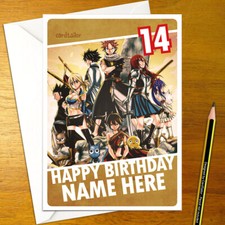 FAIRY TAIL Personalised Birthday Card - personalized anime tale natsu lucy
