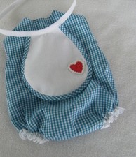 TURQUOISE CHECK ROMPER & BIB *B/N REPLACEMENT* for 1960s 16" TINY TEARS DOLL 16D