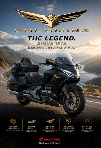 Honda gold wing motorcycle - gold,