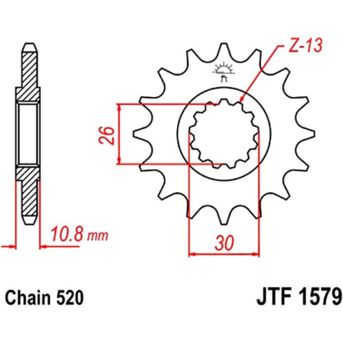 Sprocket tooth 520 pitch - tooth, by