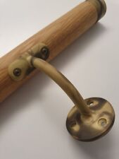 Handrail Stair Rail - Round Oak with Marble Round Brackets and Flat Ends